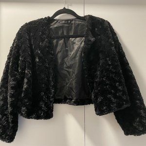 Kenzie Fluffy Black Crop Jacket